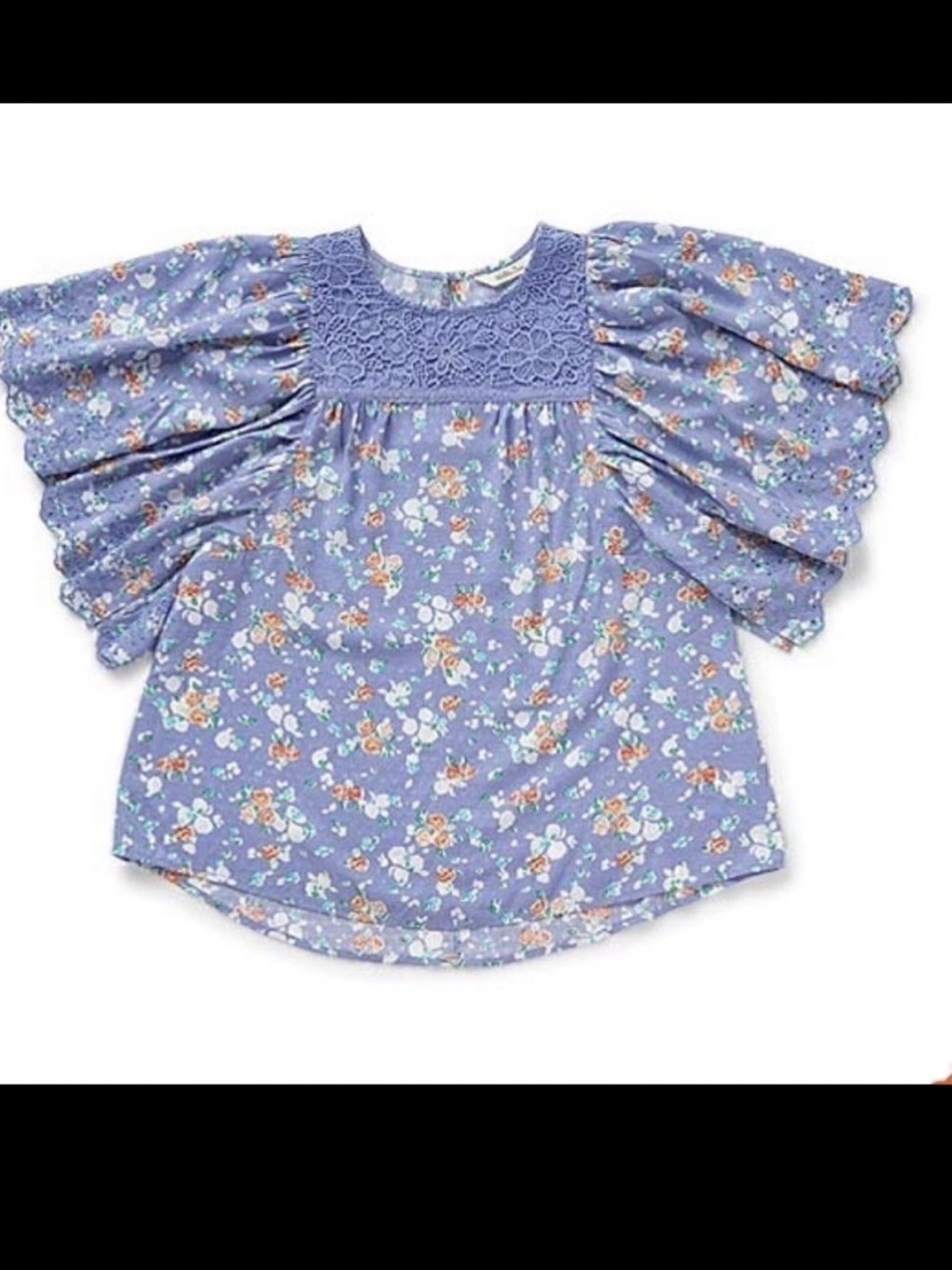 Matilda Jane periwinkle fairy whimsical flutter sleeve romantic floral top sz S